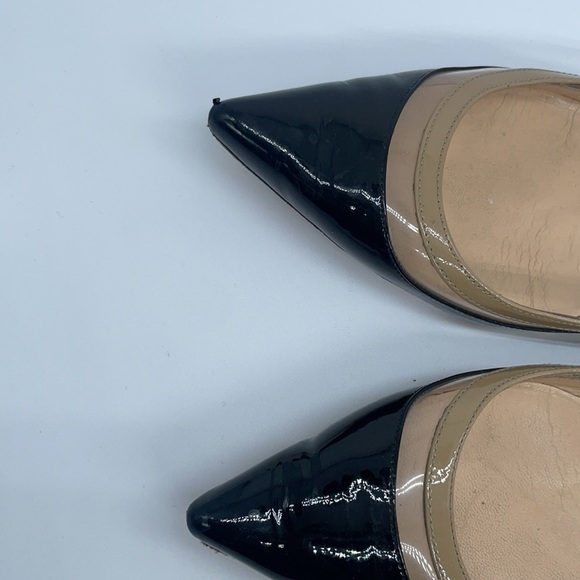 Christian Louboutin Black Beige Patent leather Paulina pointed toe flats 37 - Picture 9 of 9